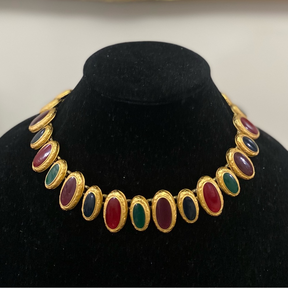 Vintage Anne Klein Byzantine Gold Tone Necklace Choker